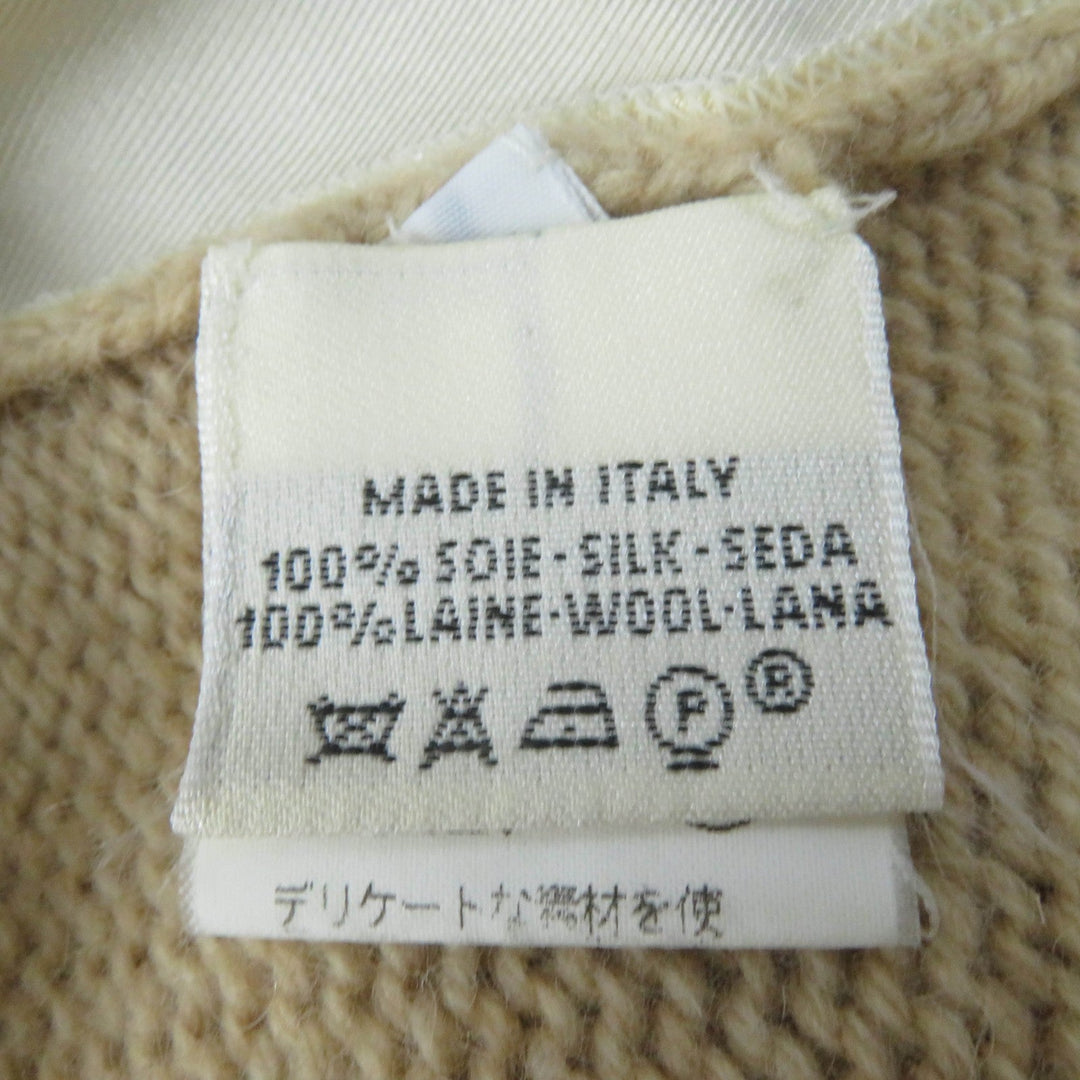 HERMES knit Main: 100% silk, Main: 100% camel beige Women L Used Authentic
