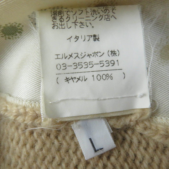 HERMES knit Main: 100% silk, Main: 100% camel beige Women L Used Authentic