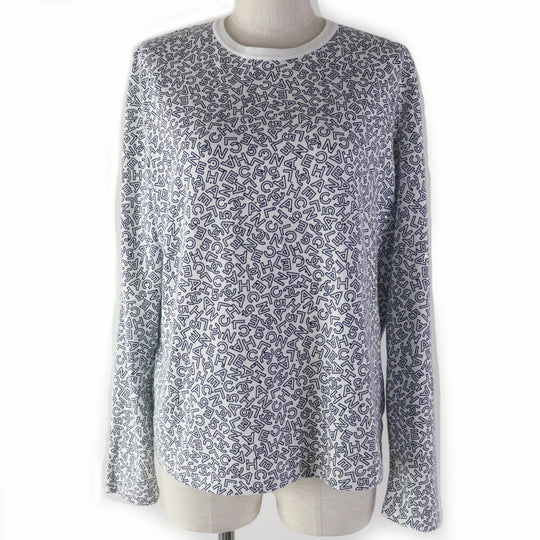 CHANEL Long-sleeved T-shirt P70441 Main: 100% cotton White navy Women 42 Used Authentic