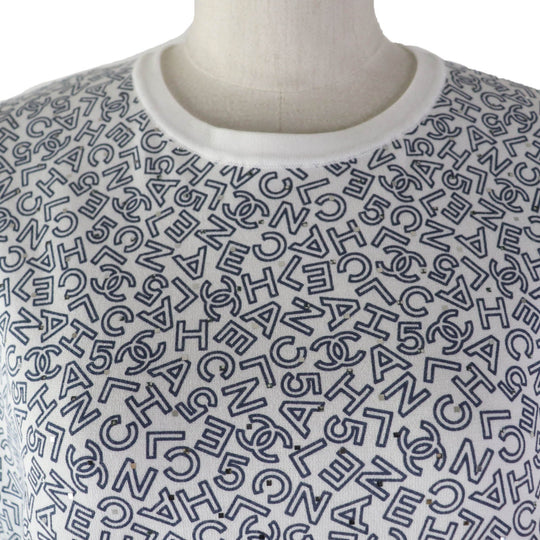 CHANEL Long-sleeved T-shirt P70441 Main: 100% cotton White navy Women 42 Used Authentic