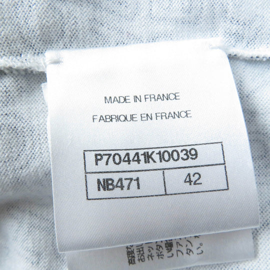 CHANEL Long-sleeved T-shirt P70441 Main: 100% cotton White navy Women 42 Used Authentic