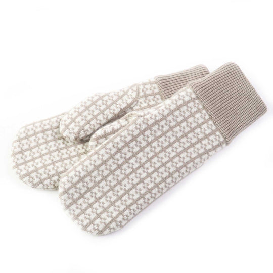 HERMES gloves Main: 100% cashmere Greige Ivory Hope Women S Used Authentic