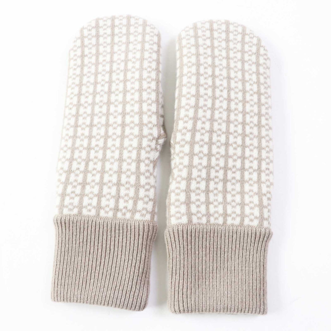 HERMES gloves Main: 100% cashmere Greige Ivory Hope Women S Used Authentic