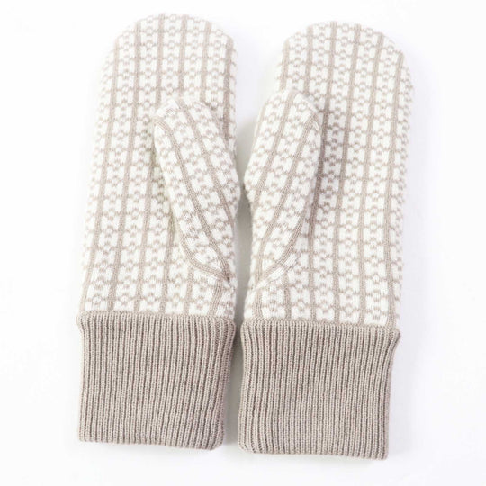 HERMES gloves Main: 100% cashmere Greige Ivory Hope Women S Used Authentic