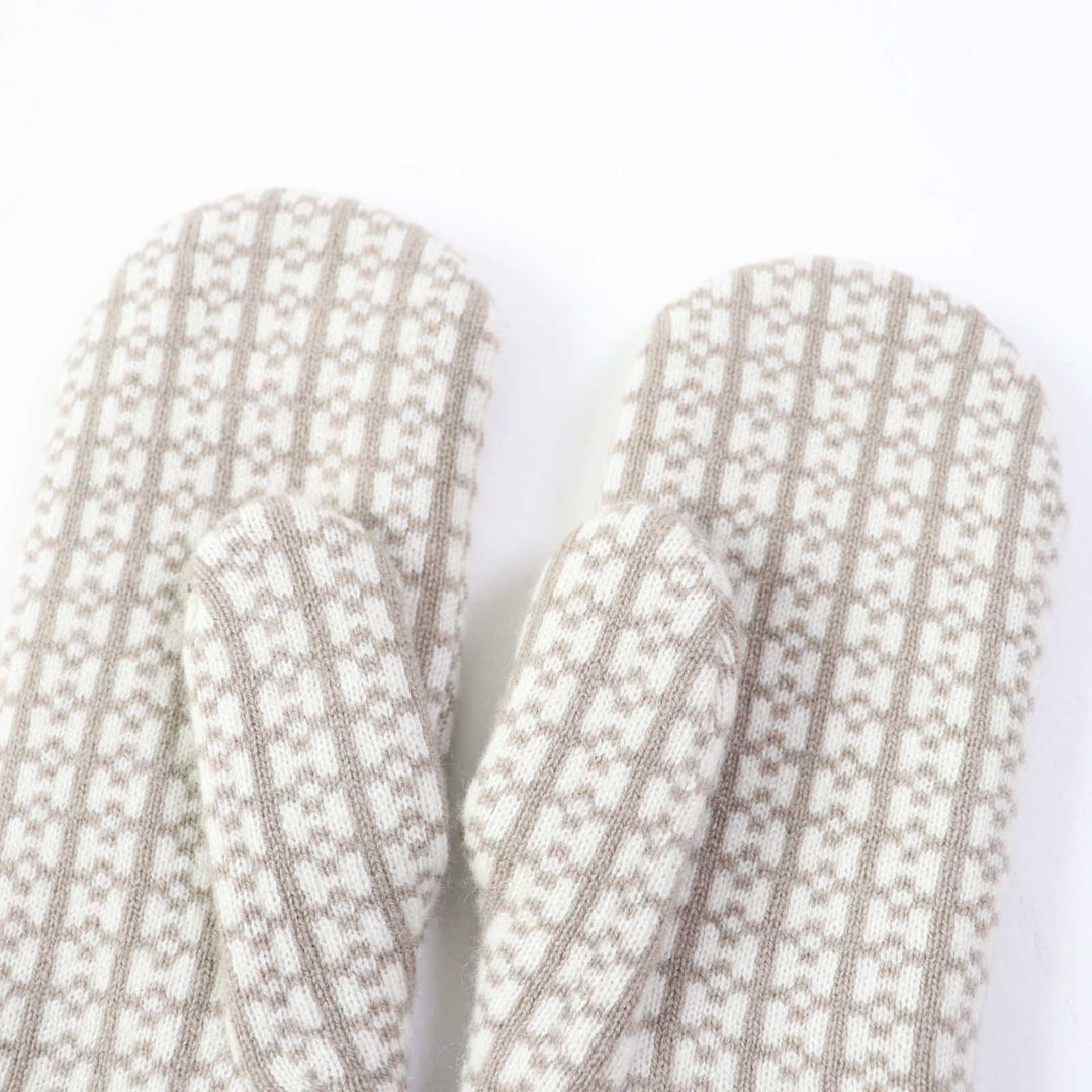 HERMES gloves Main: 100% cashmere Greige Ivory Hope Women S Used Authentic