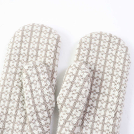 HERMES gloves Main: 100% cashmere Greige Ivory Hope Women S Used Authentic