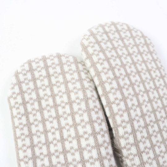 HERMES gloves Main: 100% cashmere Greige Ivory Hope Women S Used Authentic