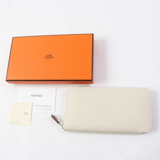 HERMES Long Wallet Purse Epsom Kle Azap Long Silk Inn Women Used Authentic