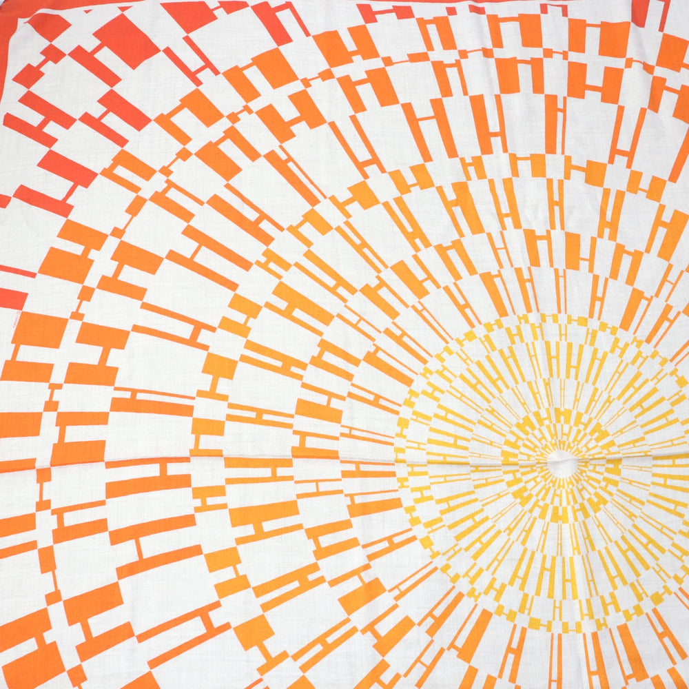 HERMES Stall Main: 70% cashmere, Main: 30% silk Orange Carre140 Caregean Women Used Authentic