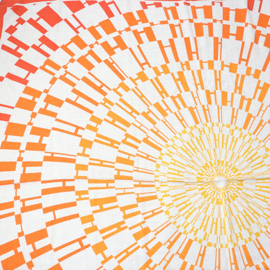 HERMES Stall Main: 70% cashmere, Main: 30% silk Orange Carre140 Caregean Women Used Authentic