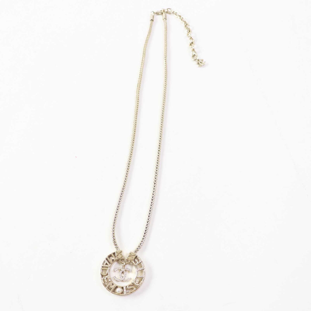 CHANEL Necklace Y22X Gold Plated, Faux Pearl, Rhinestone gold MADEMOISELLE Women Used Authentic