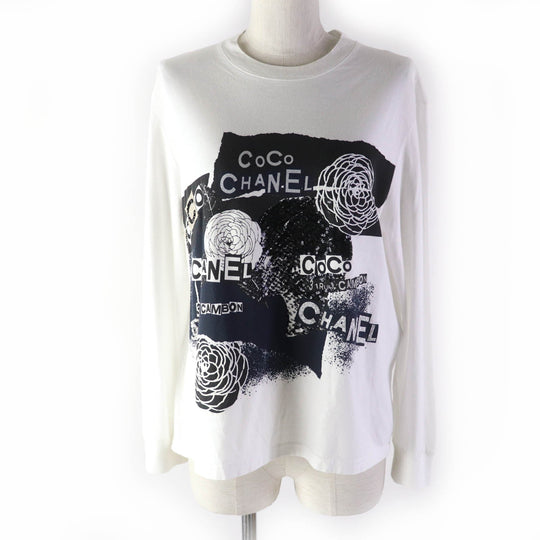 CHANEL Cut P63300 Main: 100% cotton White black Women S Used Authentic