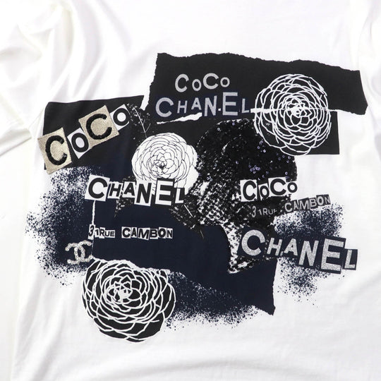 CHANEL Cut P63300 Main: 100% cotton White black Women S Used Authentic