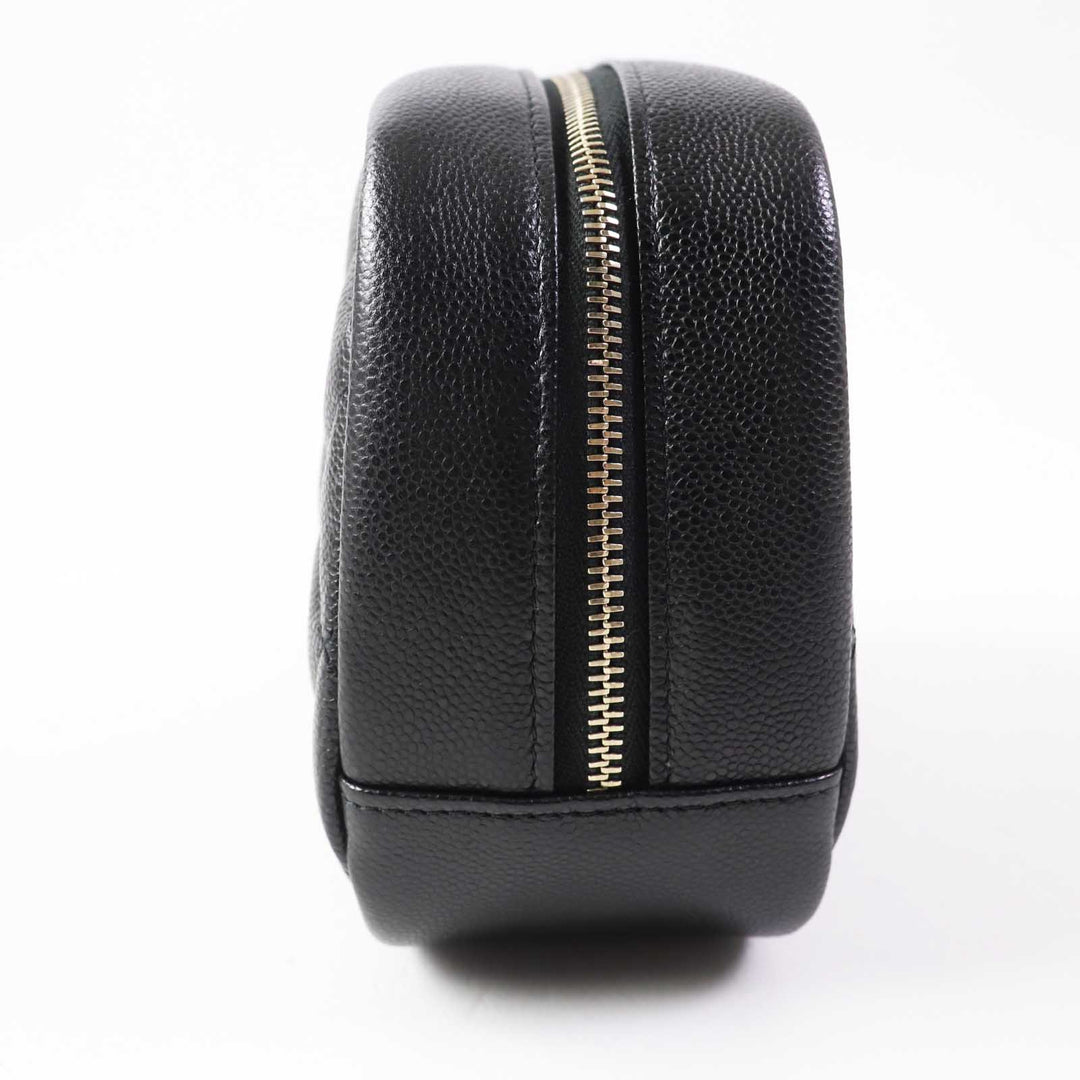 CHANEL Pouch A80910 Caviar skin black Matrasse Women Used Authentic