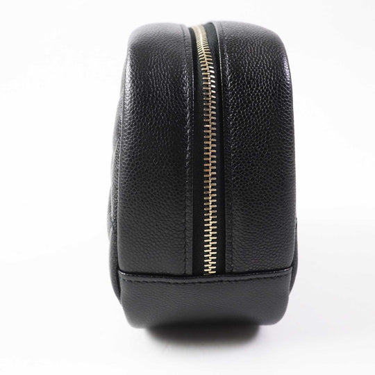 CHANEL Pouch A80910 Caviar skin black Matrasse Women Used Authentic