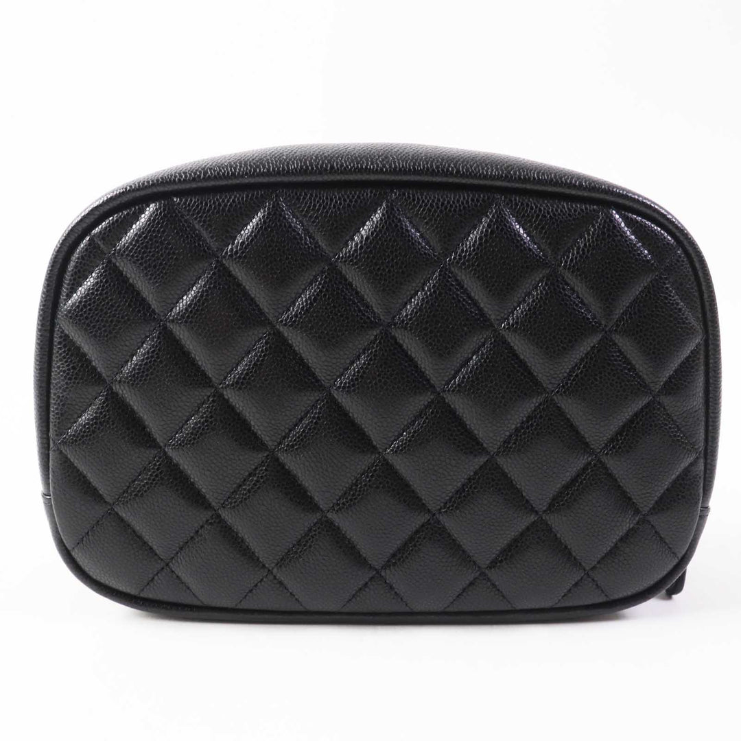 CHANEL Pouch A80910 Caviar skin black Matrasse Women Used Authentic