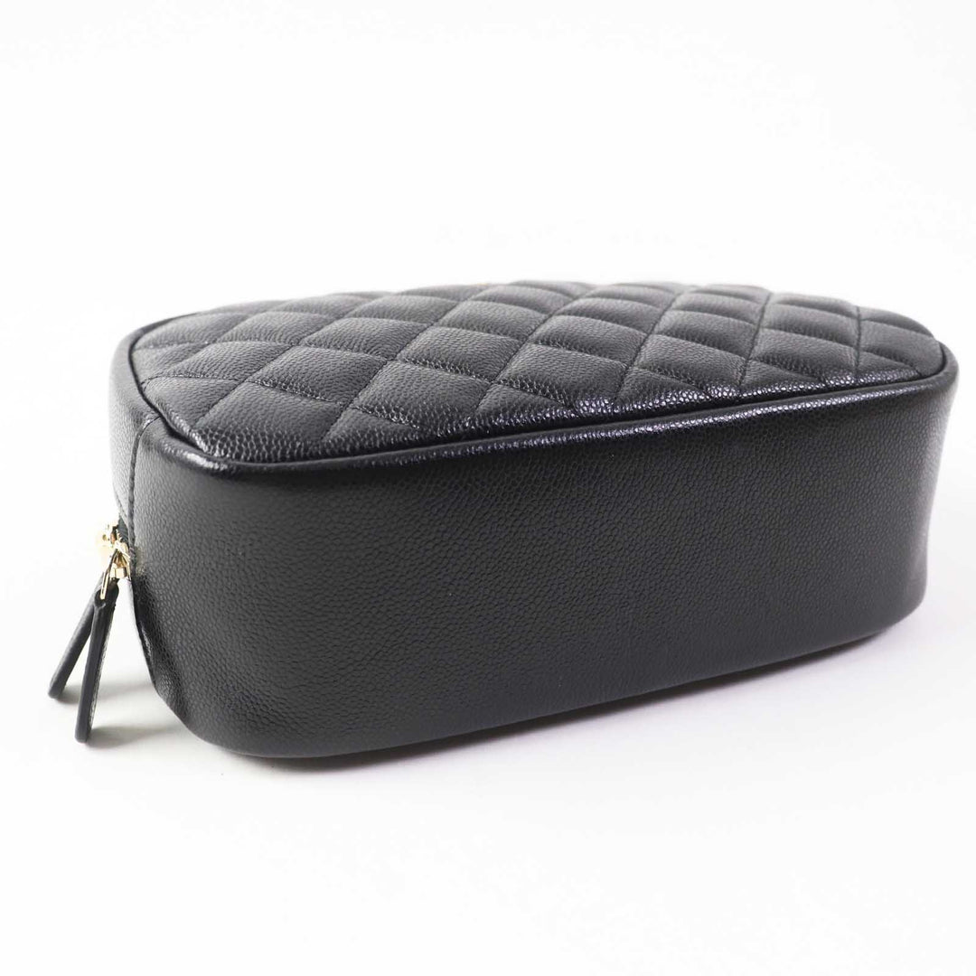 CHANEL Pouch A80910 Caviar skin black Matrasse Women Used Authentic