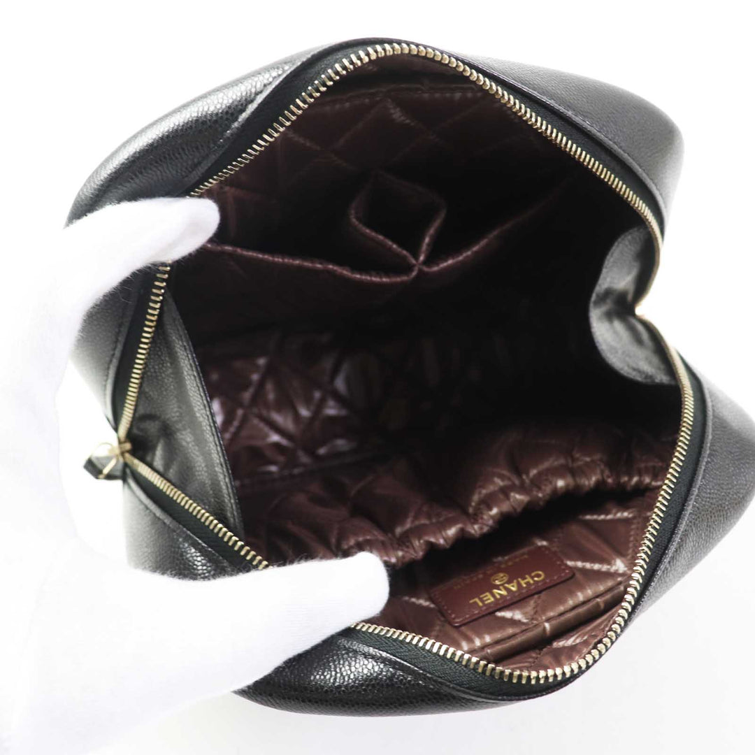 CHANEL Pouch A80910 Caviar skin black Matrasse Women Used Authentic