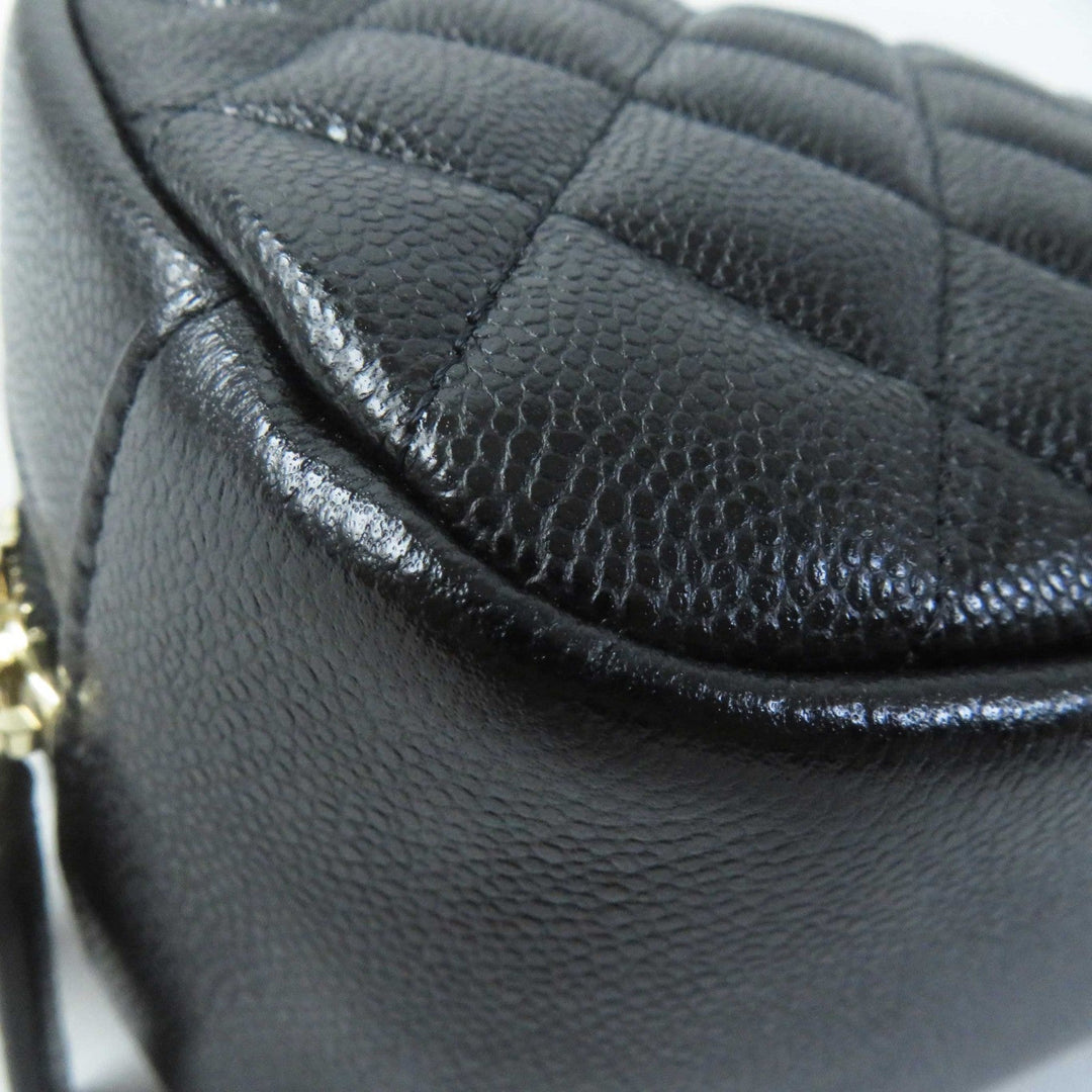 CHANEL Pouch A80910 Caviar skin black Matrasse Women Used Authentic