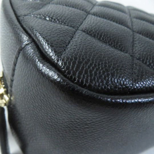 CHANEL Pouch A80910 Caviar skin black Matrasse Women Used Authentic