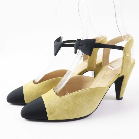 CHANEL pumps G36360 Main: Suede leather Beige black Women 36 Used Authentic