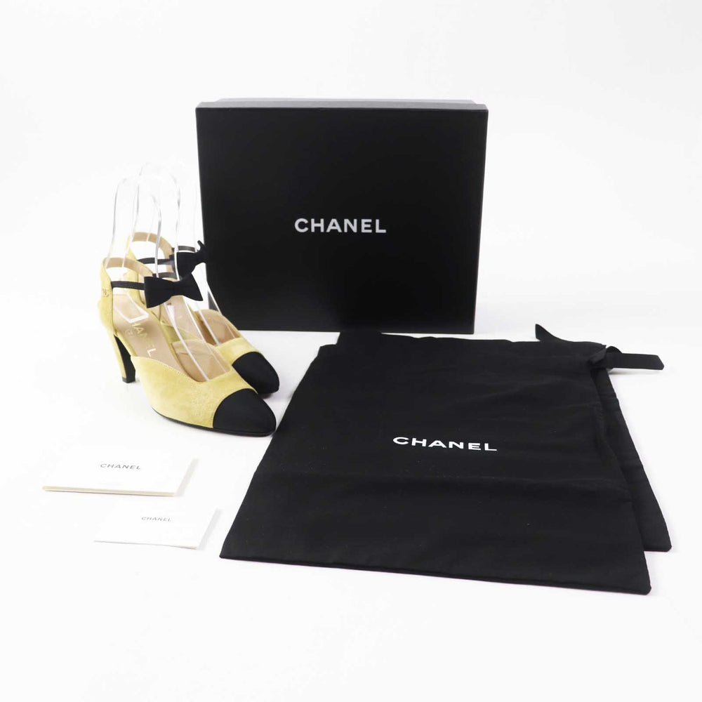 CHANEL pumps G36360 Main: Suede leather Beige black Women 36 Used Authentic