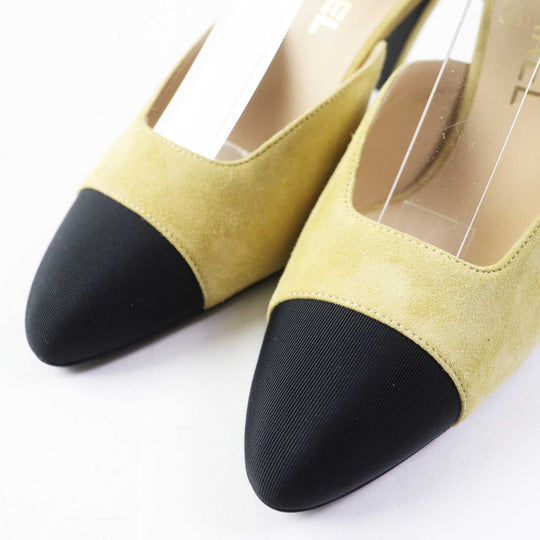 CHANEL pumps G36360 Main: Suede leather Beige black Women 36 Used Authentic