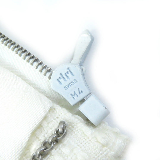 CHANEL No color jacket 03P P23760 Outer: 56% cotton, Outer: 44% linen, Lining: 95% silk, Lining: 5% elastane (polyurethane) Off-white black Women 34 Used Authentic