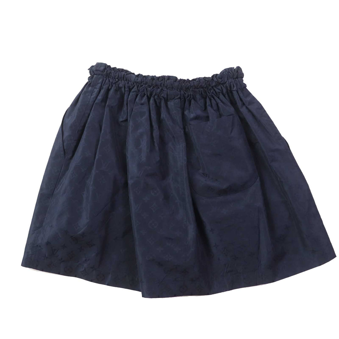LOUIS VUITTON flare skirt Outer: 53% polyester, Outer: 47% silk, Lining: 100% cotton Navy Women 34 Used Authentic