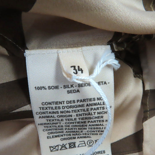 HERMES Long sleeve shirt Main: 100% silk Beige brown Women 34 Used Authentic