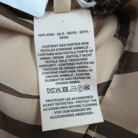 HERMES Long sleeve shirt Main: 100% silk Beige brown Women 34 Used Authentic