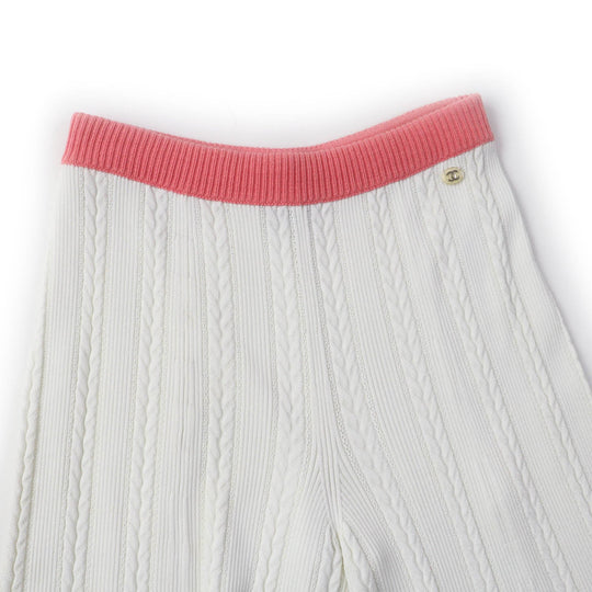 CHANEL Pants P61499 Main: 90% viscose, 5% polyester, 4% cotton, 1% polyurethane White pink Women 36 Used Authentic