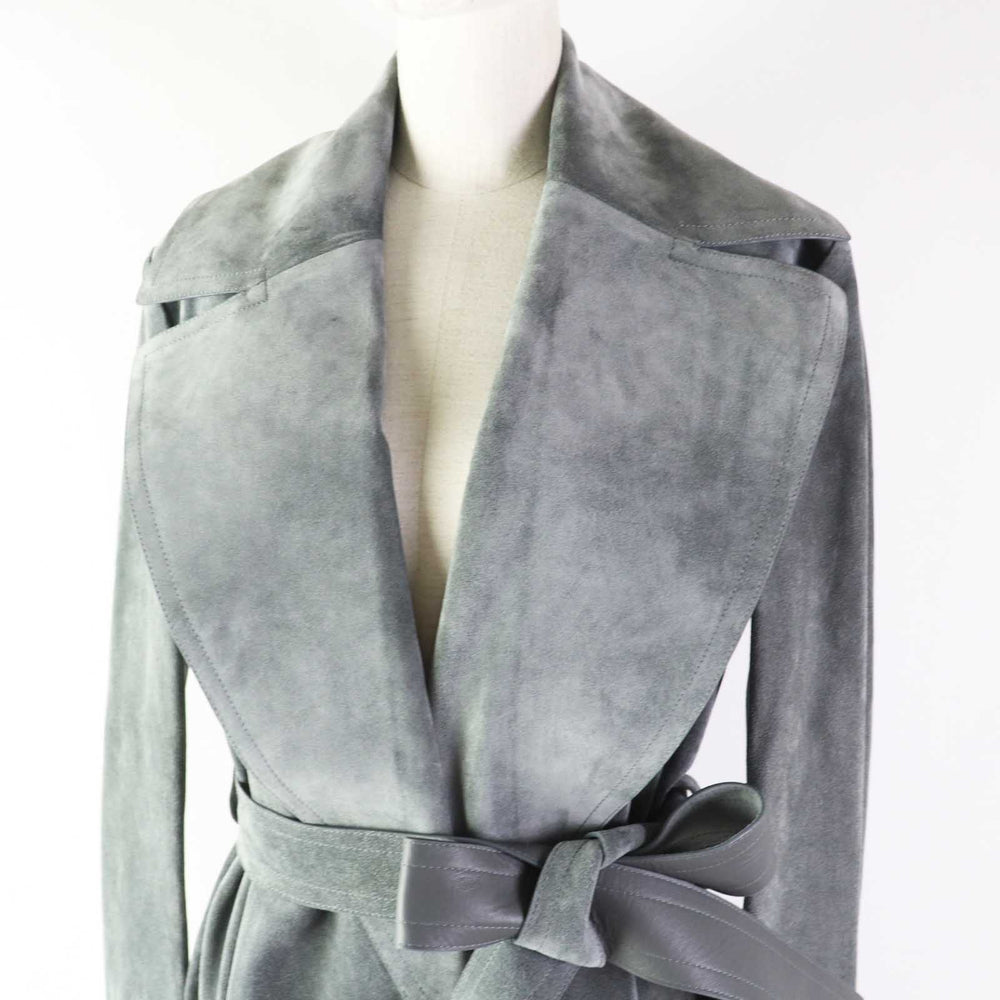 CELINE Leather coat 28W556319 Main: fur (cow) Part: sheep leather gray Phoebe Philo Women 38 Used Authentic