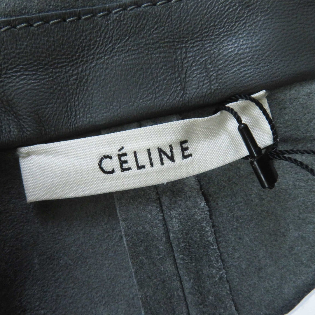 CELINE Leather coat 28W556319 Main: fur (cow) Part: sheep leather gray Phoebe Philo Women 38 Used Authentic