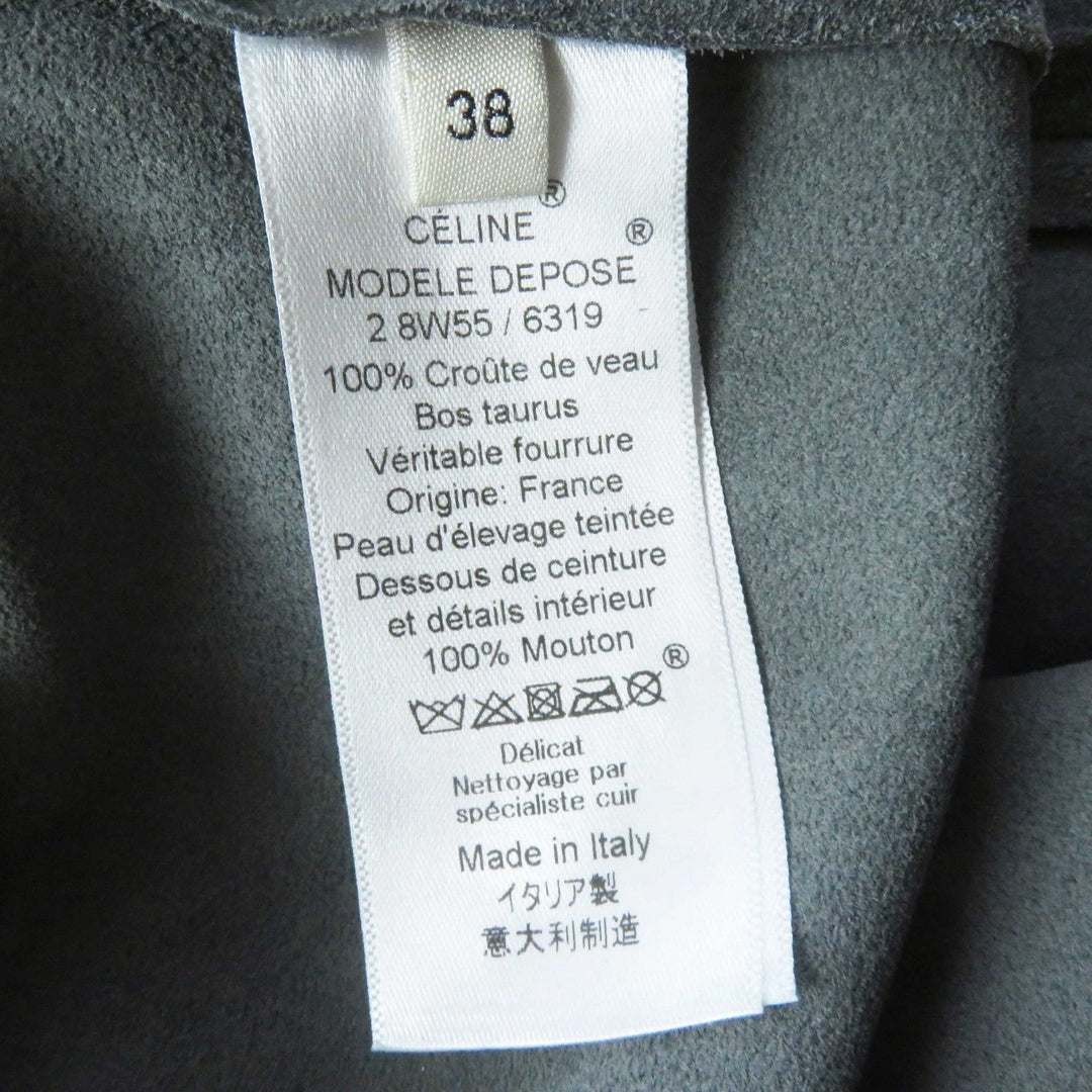 CELINE Leather coat 28W556319 Main: fur (cow) Part: sheep leather gray Phoebe Philo Women 38 Used Authentic