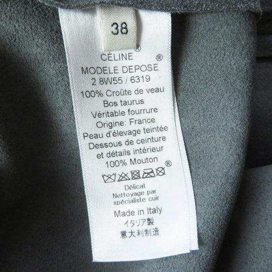 CELINE Leather coat 28W556319 Main: fur (cow) Part: sheep leather gray Phoebe Philo Women 38 Used Authentic
