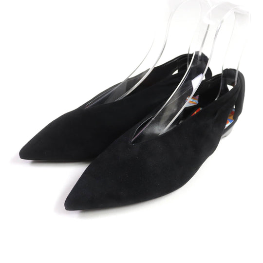 HERMES pumps Main: Suede leather black Women 39 Used Authentic