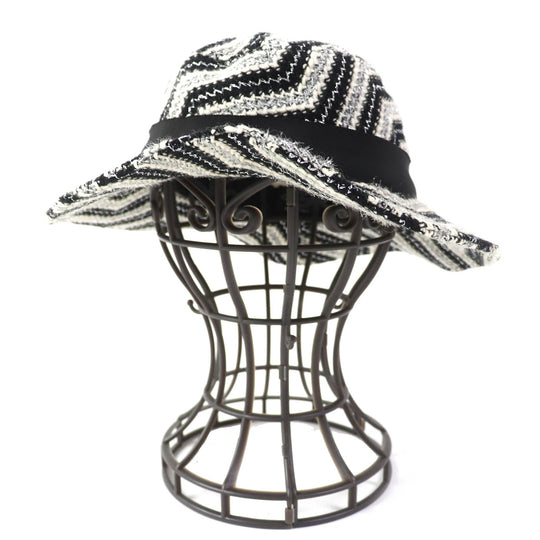 CHANEL hat 47% wool, 42% acrylic, 10% other, 1% cupra Black White Silver Women 57 Used Authentic