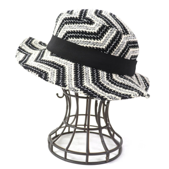 CHANEL hat 47% wool, 42% acrylic, 10% other, 1% cupra Black White Silver Women 57 Used Authentic