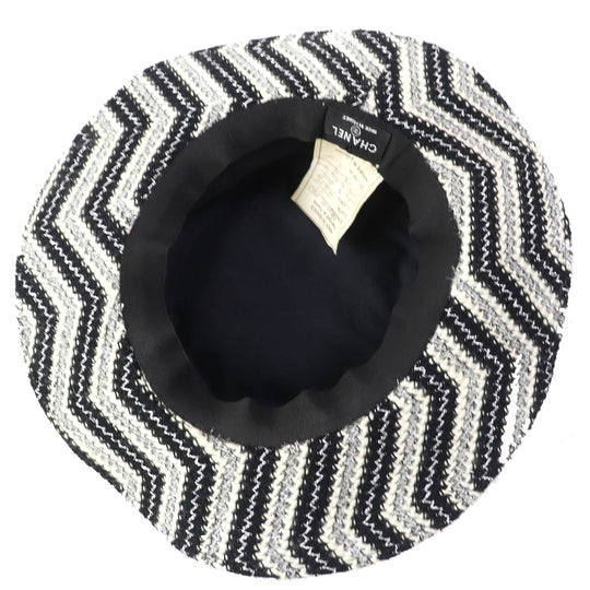 CHANEL hat 47% wool, 42% acrylic, 10% other, 1% cupra Black White Silver Women 57 Used Authentic