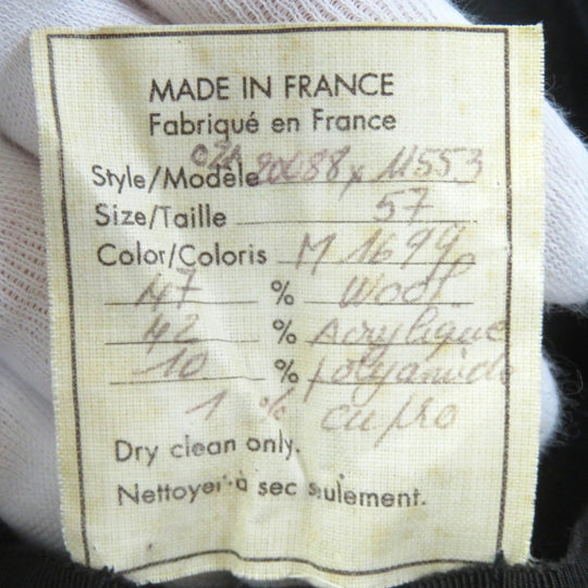 CHANEL hat 47% wool, 42% acrylic, 10% other, 1% cupra Black White Silver Women 57 Used Authentic