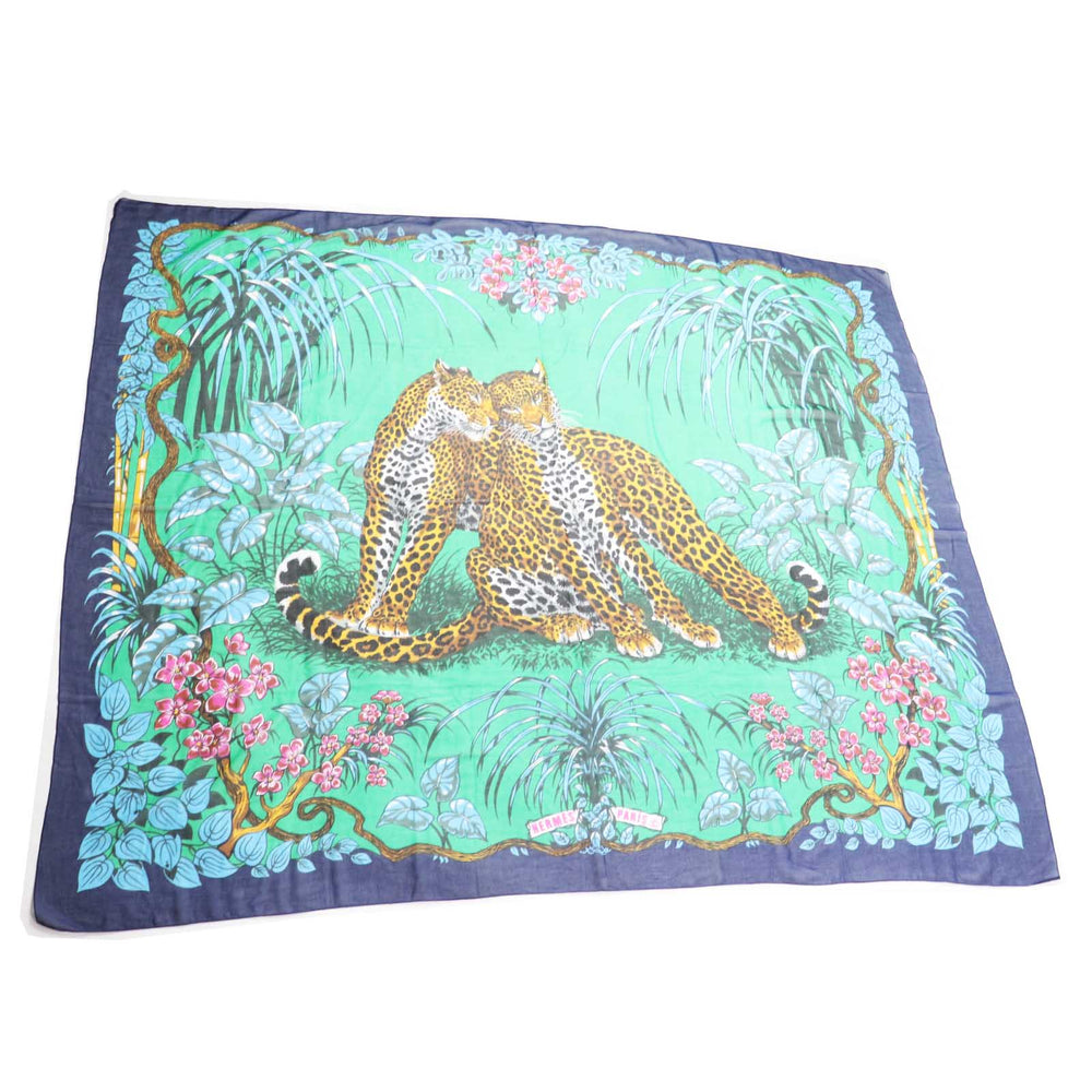 HERMES scarf Main: 100% cotton Multi Jungle Love Women Used Authentic