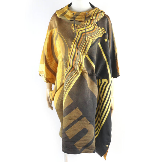 Dunhill poncho DU20RH033T0207 Outer: 100% silk, Lining: 100% cupra, Trim: cowhide Black type mens M Used Authentic