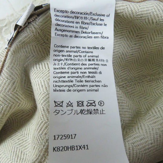 LOEWE hat Outer: 94% cotton, Outer: 6% polyester, Lining: 55% cotton, 45% linen, Partially: calf leather Beige White Camel Women 57 Used Authentic