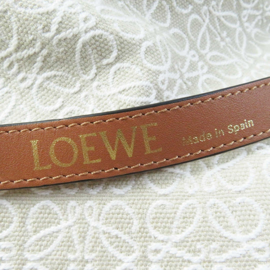 LOEWE hat Outer: 94% cotton, Outer: 6% polyester, Lining: 55% cotton, 45% linen, Partially: calf leather Beige White Camel Women 57 Used Authentic