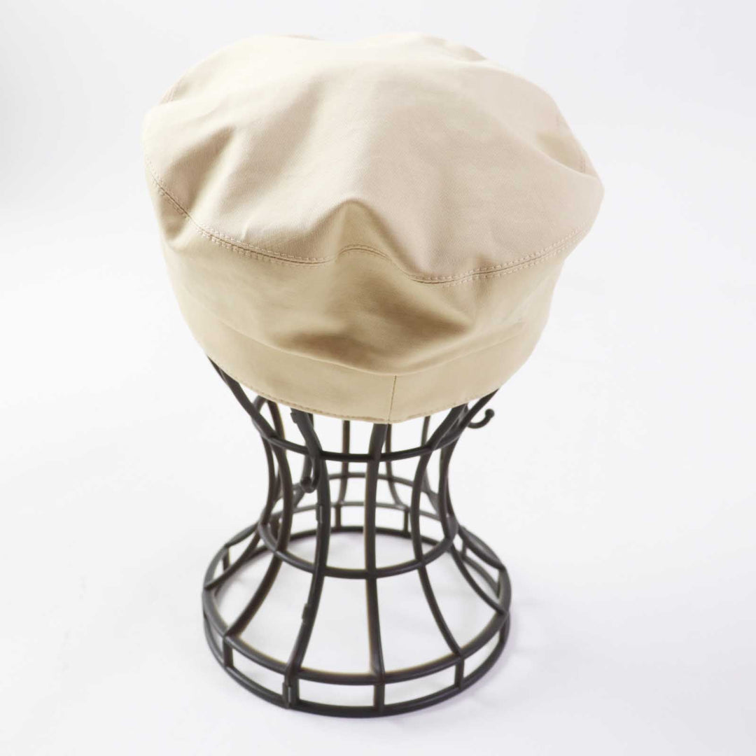 HERMES Casquette Outer: 96% cotton, Outer: 4% polyurethane, Lining: 65% rayon, Lining: 35% cotton, Part: 100% polyester, Lining trimming: 56% cotton, 44% rayon Leather part: Sheepskin Beige camel Kapoor Cricketis Women 57 Used Authentic