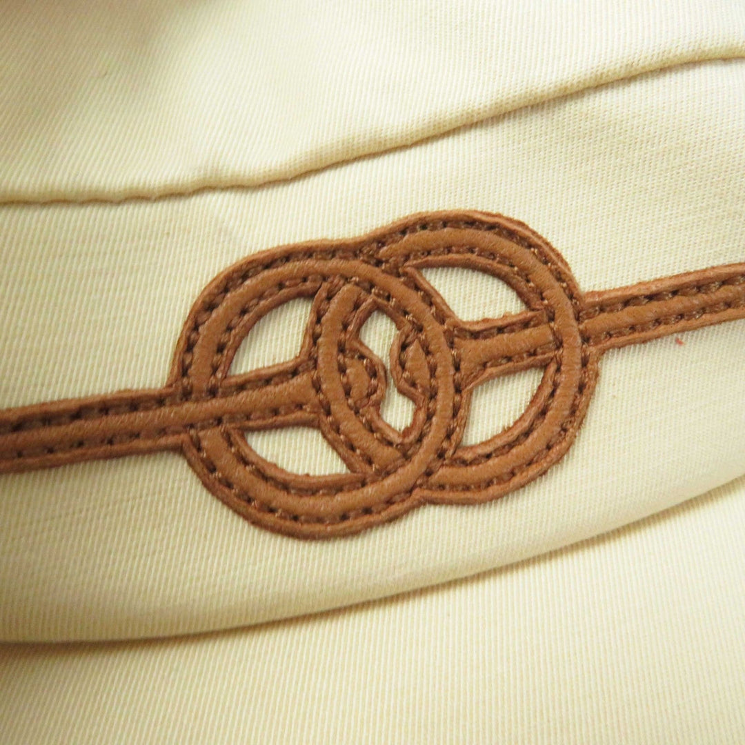 HERMES Casquette Outer: 96% cotton, Outer: 4% polyurethane, Lining: 65% rayon, Lining: 35% cotton, Part: 100% polyester, Lining trimming: 56% cotton, 44% rayon Leather part: Sheepskin Beige camel Kapoor Cricketis Women 57 Used Authentic