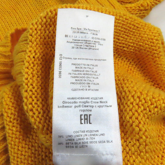 ETRO knit Main: 70% linen, Main: 30% silk yellow Women 38 Used Authentic