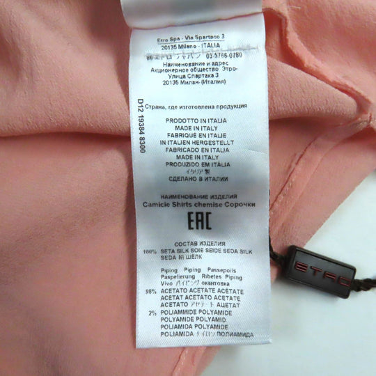 ETRO blouse Main: 100% silk pink Women 38 Used Authentic
