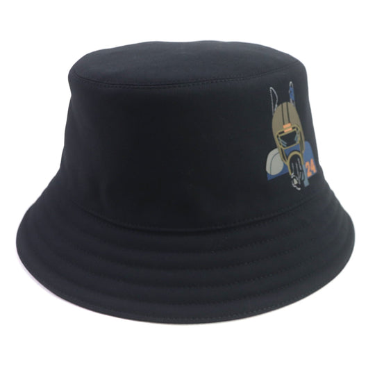 HERMES hat Outer: 100% cotton, Lining: 65% rayon, Lining: 35% silk, Decoration: 80% nylon, 20% polyurethane, Lining trim: 56% cotton, 44% rayon black Fred Quarterbash mens 58 Used Authentic